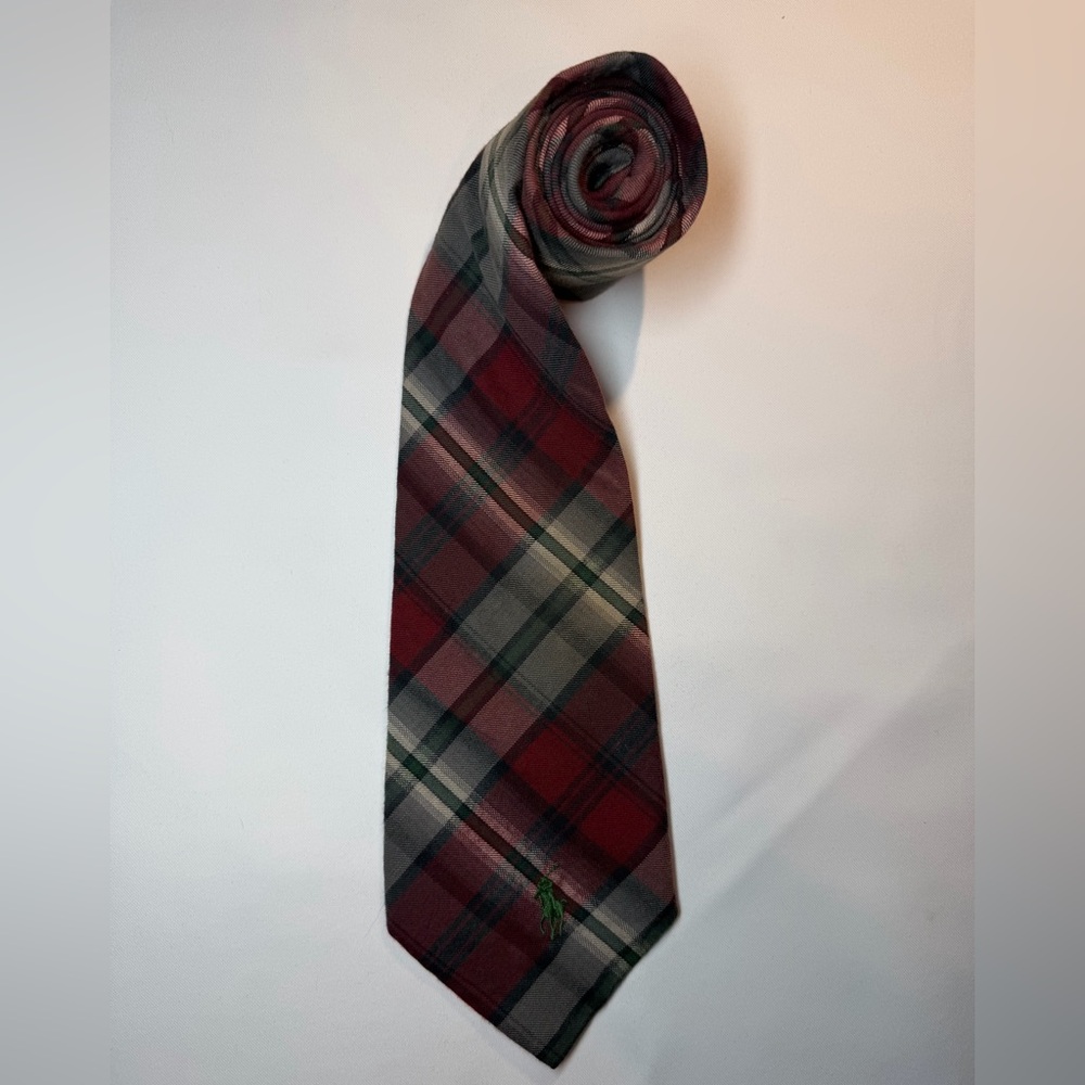Polo Ralph Lauren Red Green‎ Plaid Cotton Neck Tie